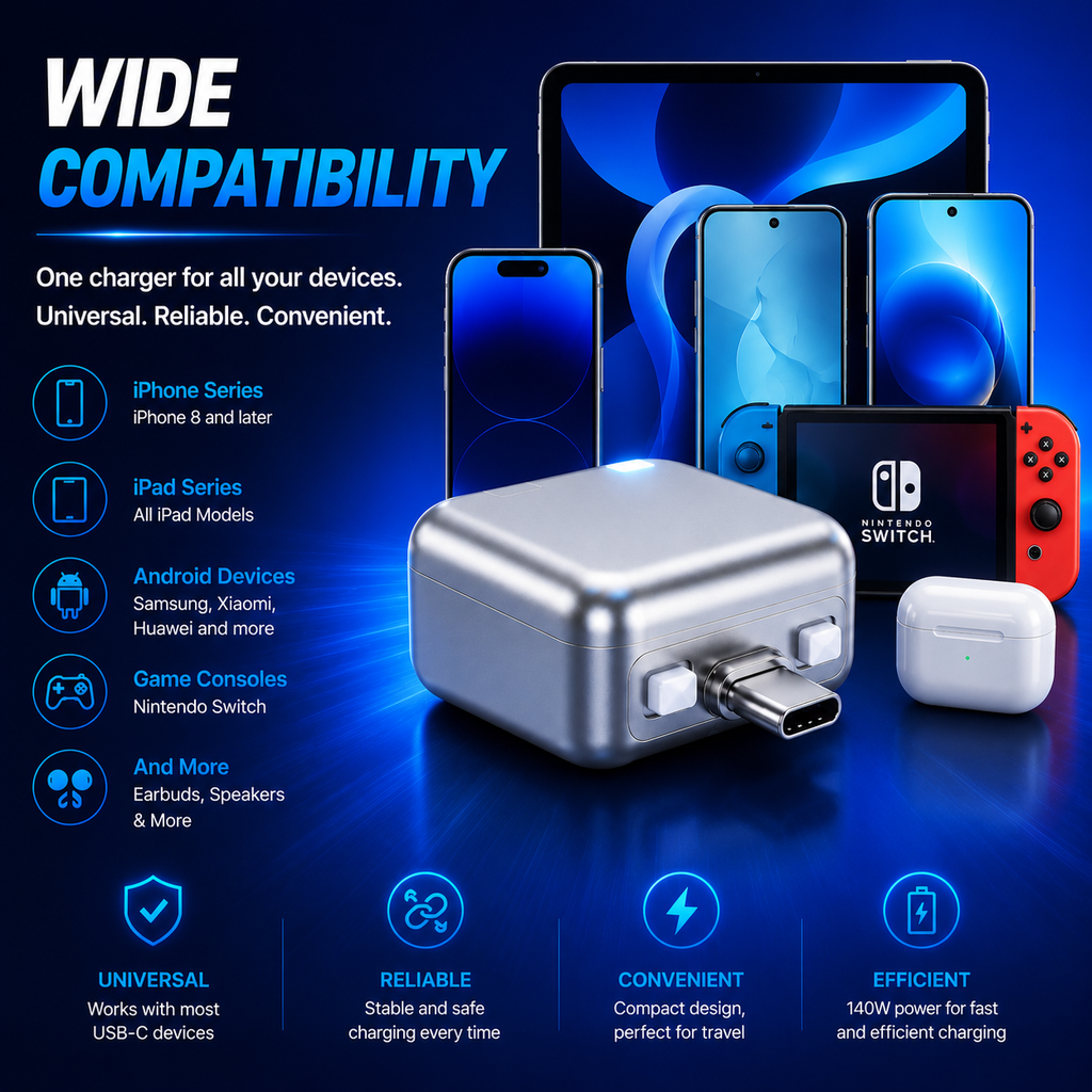 SmartStop™ AI Auto Power-Off Adapter with USB-C Fast Charging