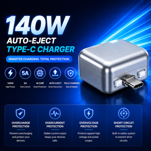 SmartStop™ AI Auto Power-Off Adapter with USB-C Fast Charging