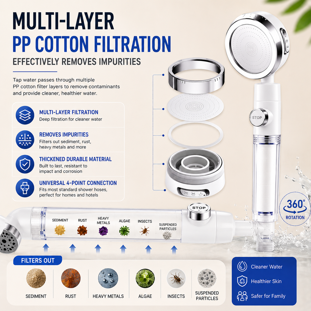 SecurePress™ Turbo High-Pressure Shower Head with Built-In Filter
