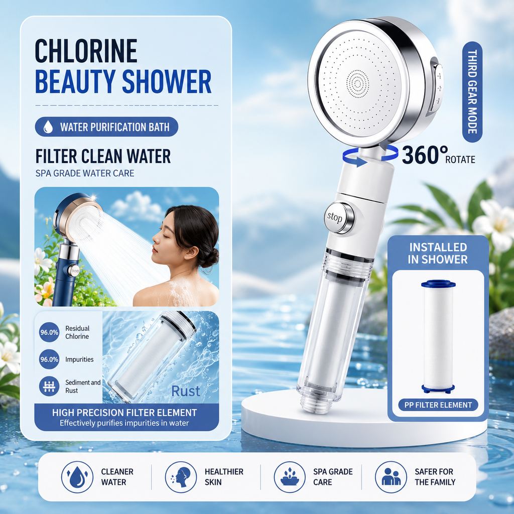 SecurePress™ Turbo High-Pressure Shower Head with Built-In Filter